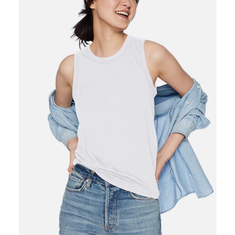 J.Crew Vintage Cotton Knot-Back Cotton Tank Top in White Size L BP076 NWT